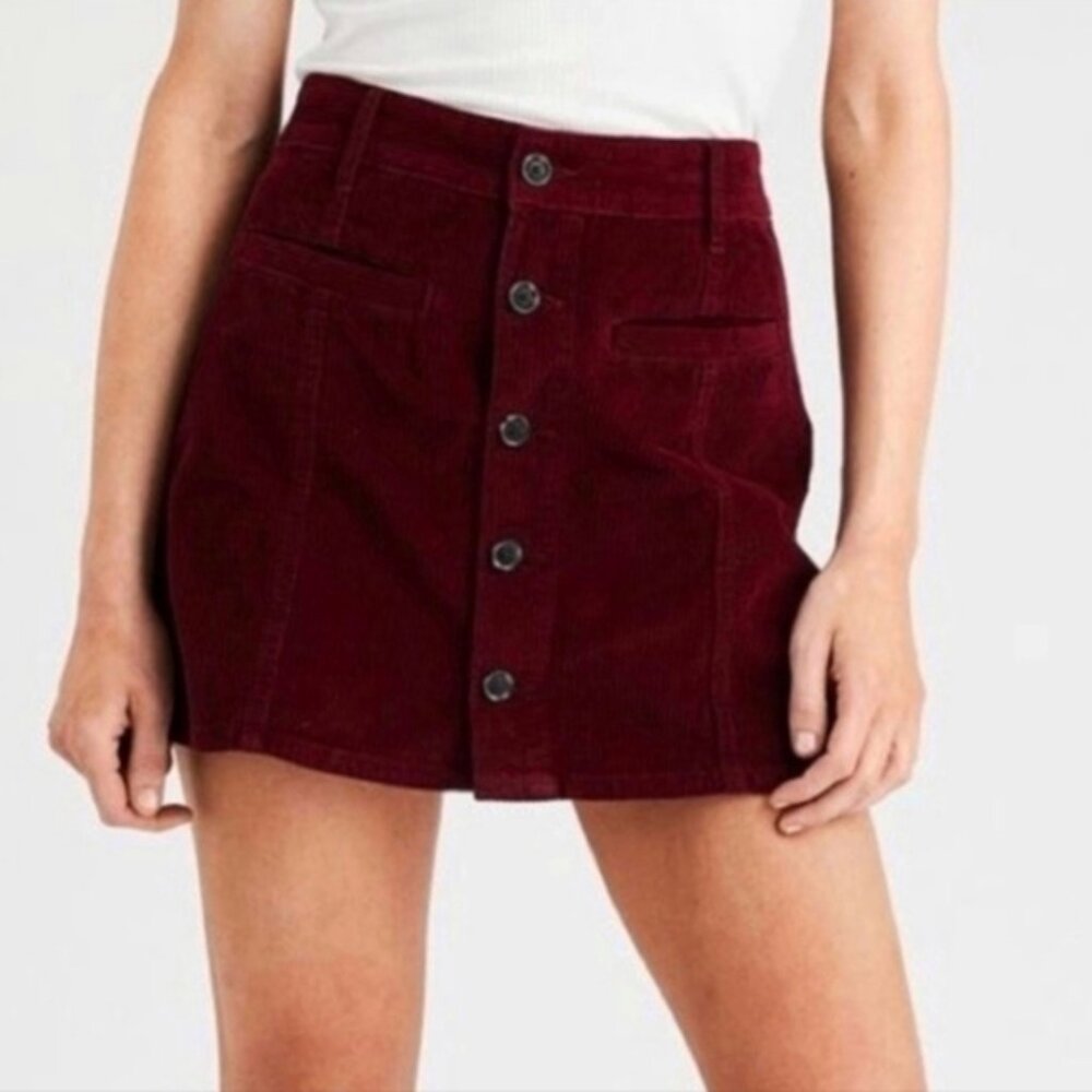 American Eagle AE Corduroy Button-Up Skirt 100% Cotton Mini